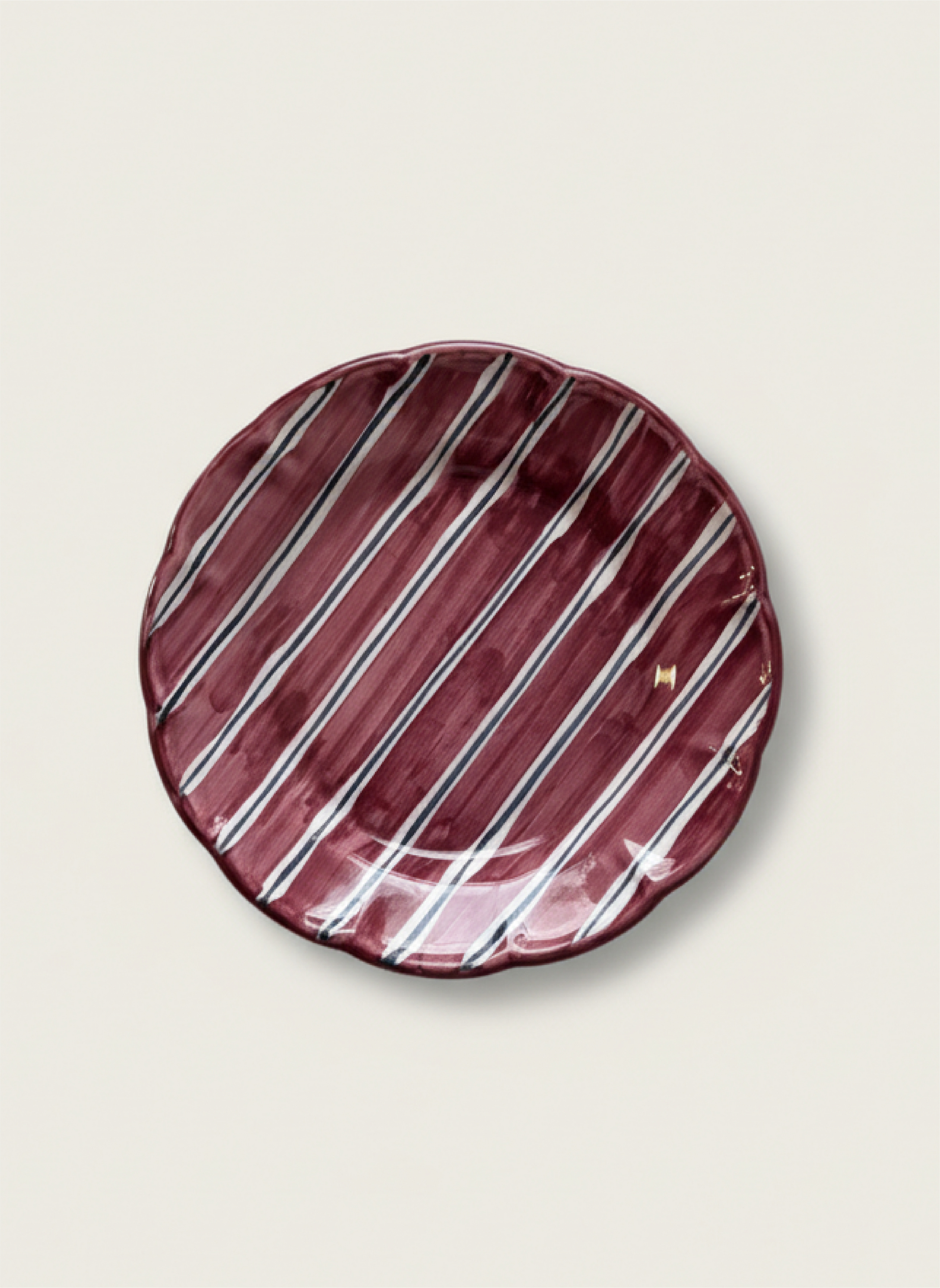 2 Color Stripes Plates - Burgundy & Dark Blue