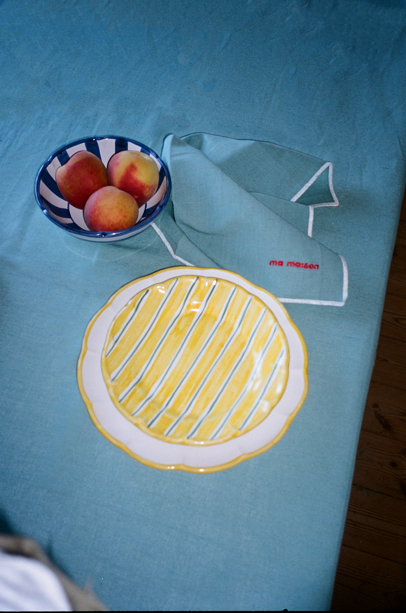 Aqua Linen Tablecloth
