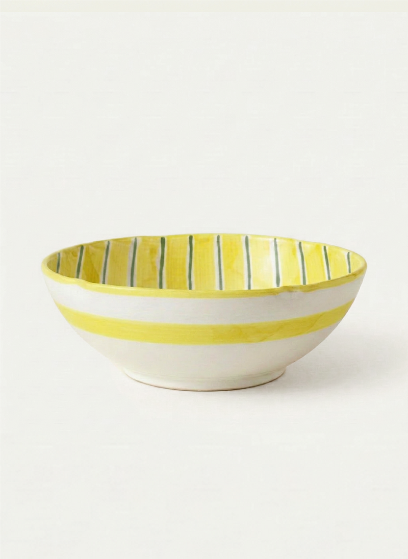2 Color Stripes Bowls - Yellow & Garden Green