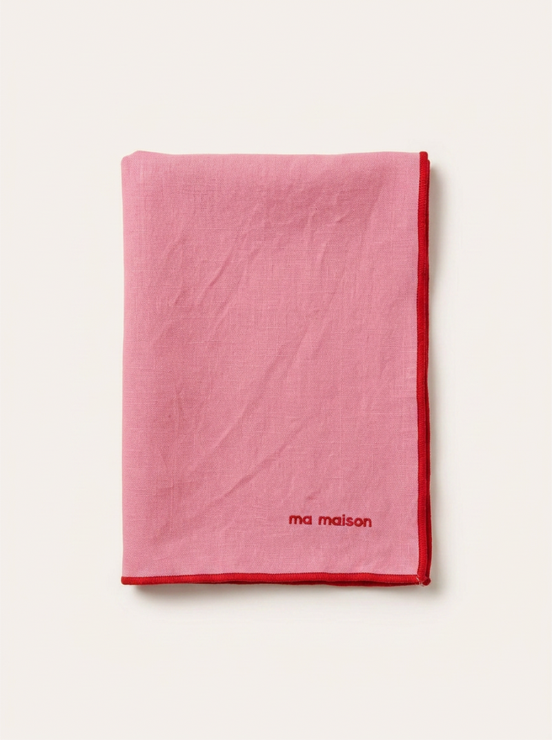 Pink Linen Tablecloth