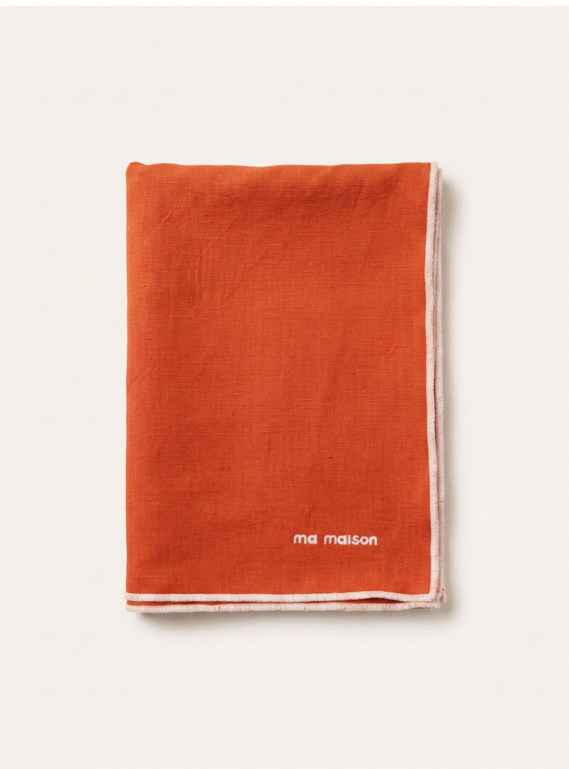 Orange Linen Tablecloth