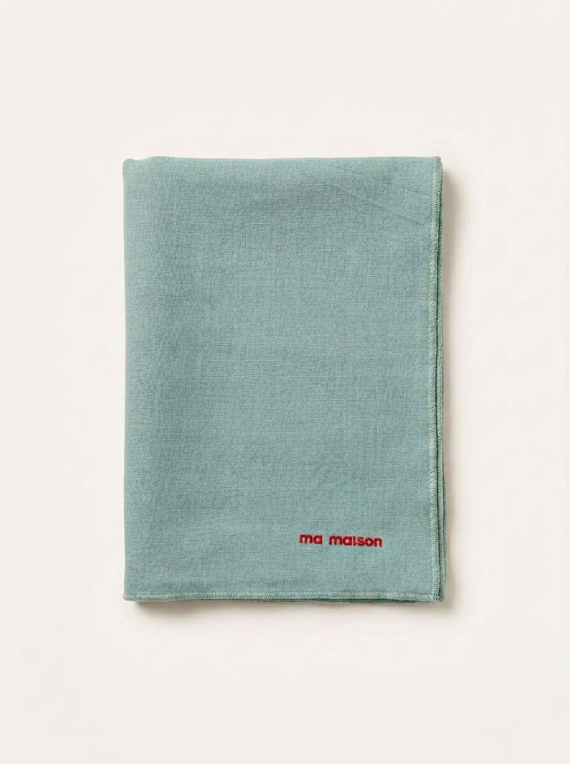 Aqua Linen Tablecloth