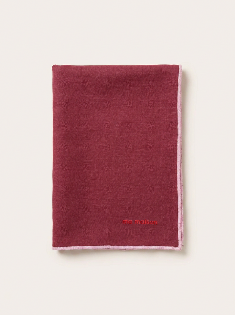 Burgundy Linen Tablecloth