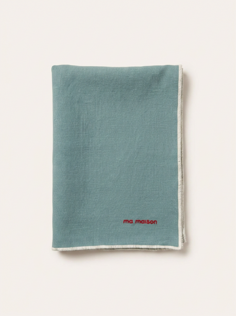 Aqua Linen Tablecloth