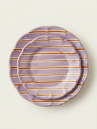 2 Color Stripes Plates - Lilac & Orange