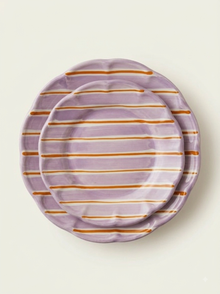 2 Color Stripes Plates - Lilac & Orange