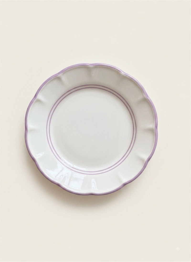 1 Line ceramic plate in lilac, handmade in Italy