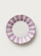 Striped ceramic plate in lilac, handmade in Italy