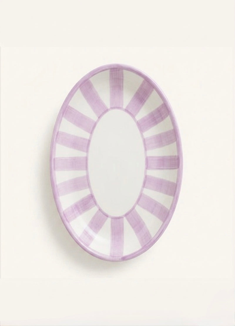 Stripes Oval Plate Lilac