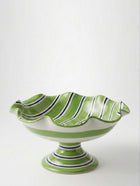 Ceramic Fruit Bowl Stand - Green & Navy interior