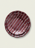 2 Color Stripes Plates - Burgundy & Dark Blue