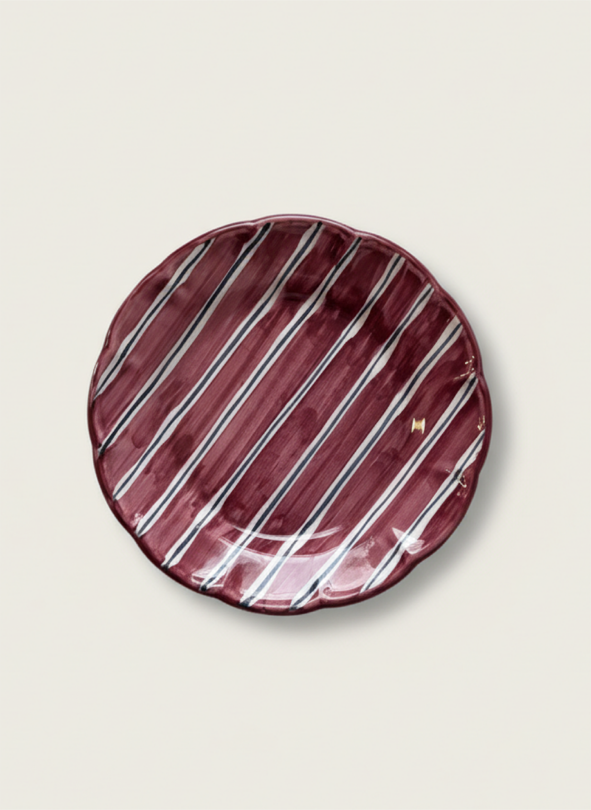 2 Color Stripes Plates - Burgundy & Dark Blue