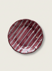 2 Color Stripes Plates - Burgundy & Dark Blue
