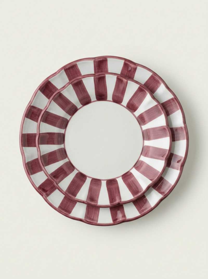 Stripes Plates - Burgundy