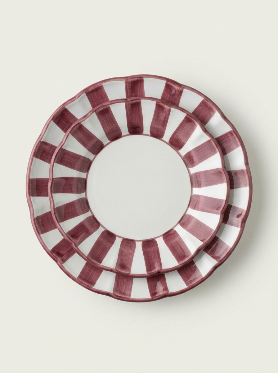 Stripes Plates - Burgundy
