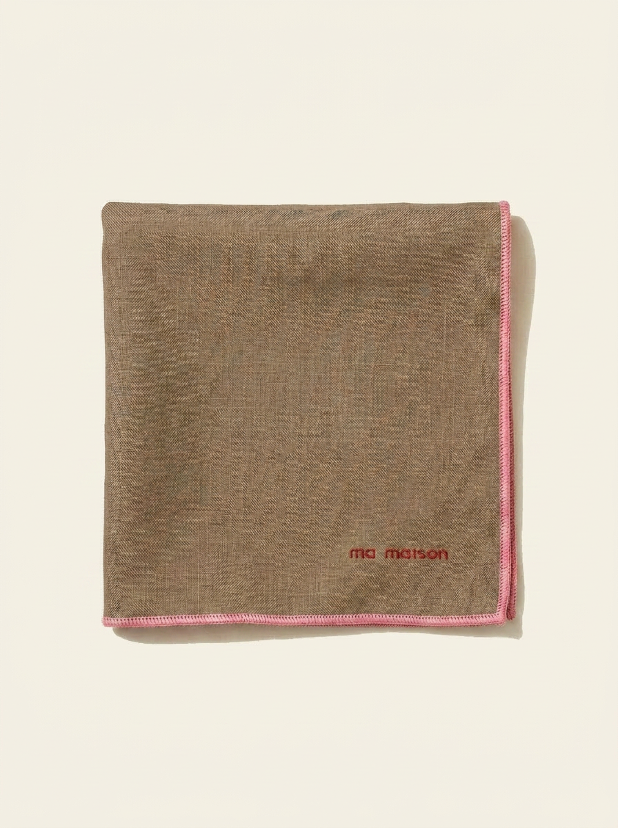 Brown Linen Placemat - Pink Finish