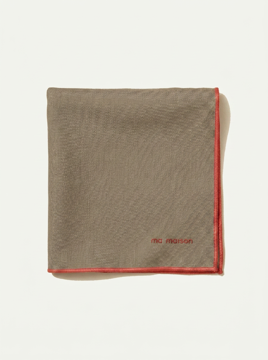 Brown Linen Placemat - Red Finish