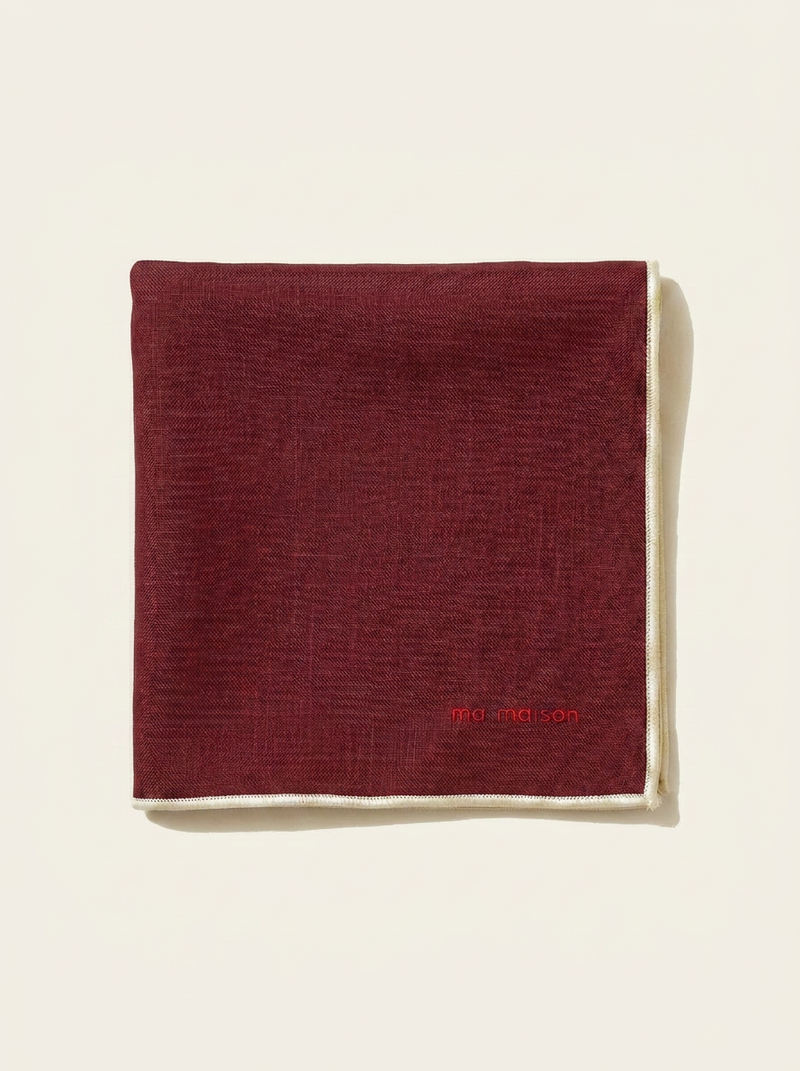Burgundy Linen Placemat - Ivory Finish
