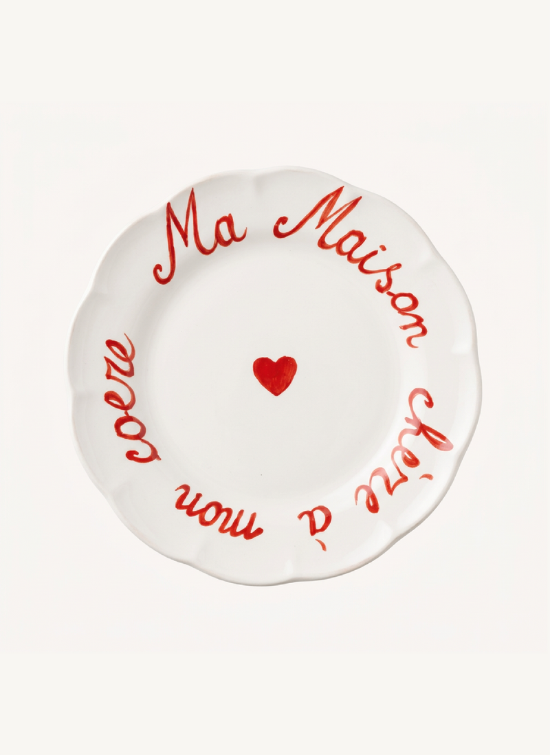 Chère à mon cœur plate in red