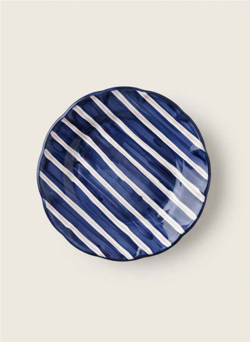 2 Color Stripes Plates - Dark Blue & Burgundy