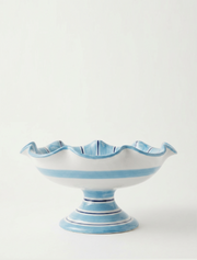 Ceramic Fruit Bowl Stand Light Blue and Dark Blue - side view