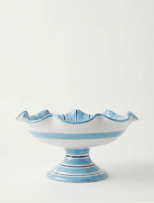 Ceramic Fruit Bowl Stand Light Blue and Dark Blue - side view