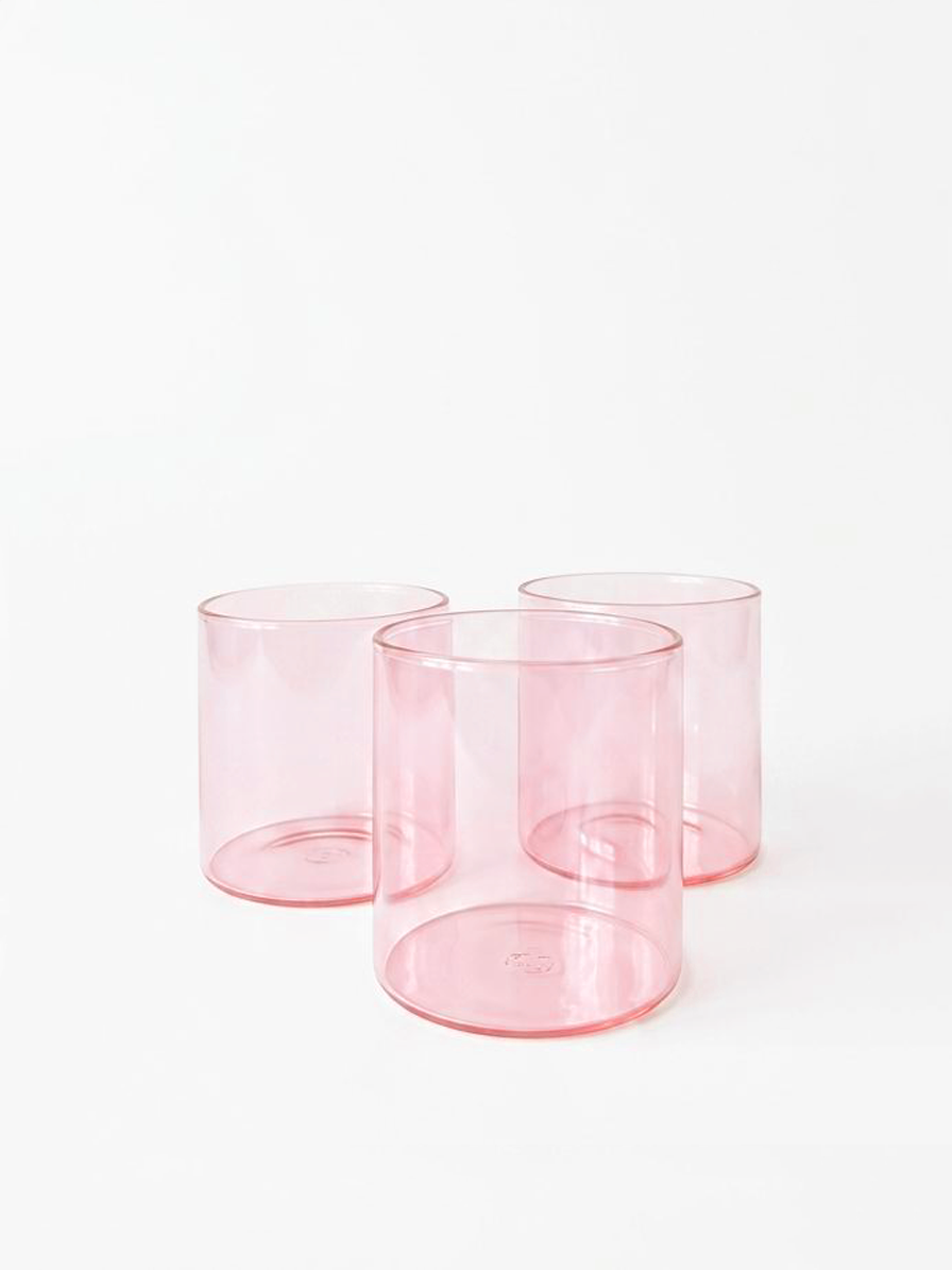 Pink glass tumbler