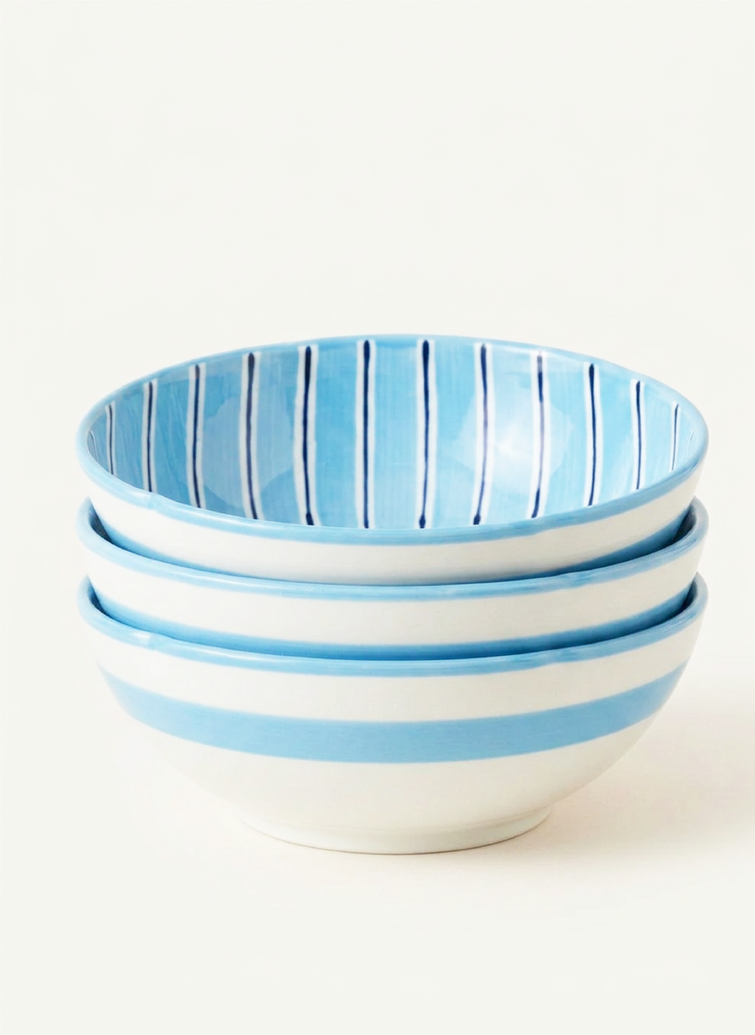 2 Color Stripes Bowls - Light Blue & Dark Blue