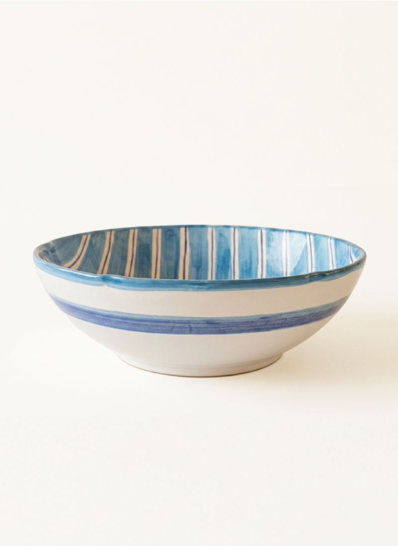 2 Color Stripes Bowls - Light Blue & Dark Blue