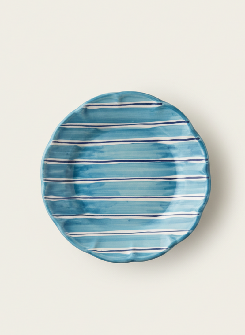 2 Color Stripes Plates - Light Blue & Dark Blue