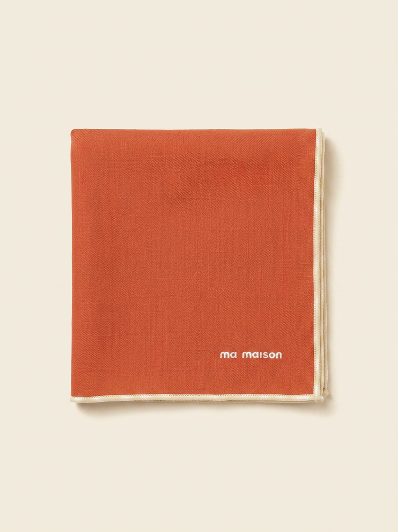 Orange Linen Placemat - Ivory Finish