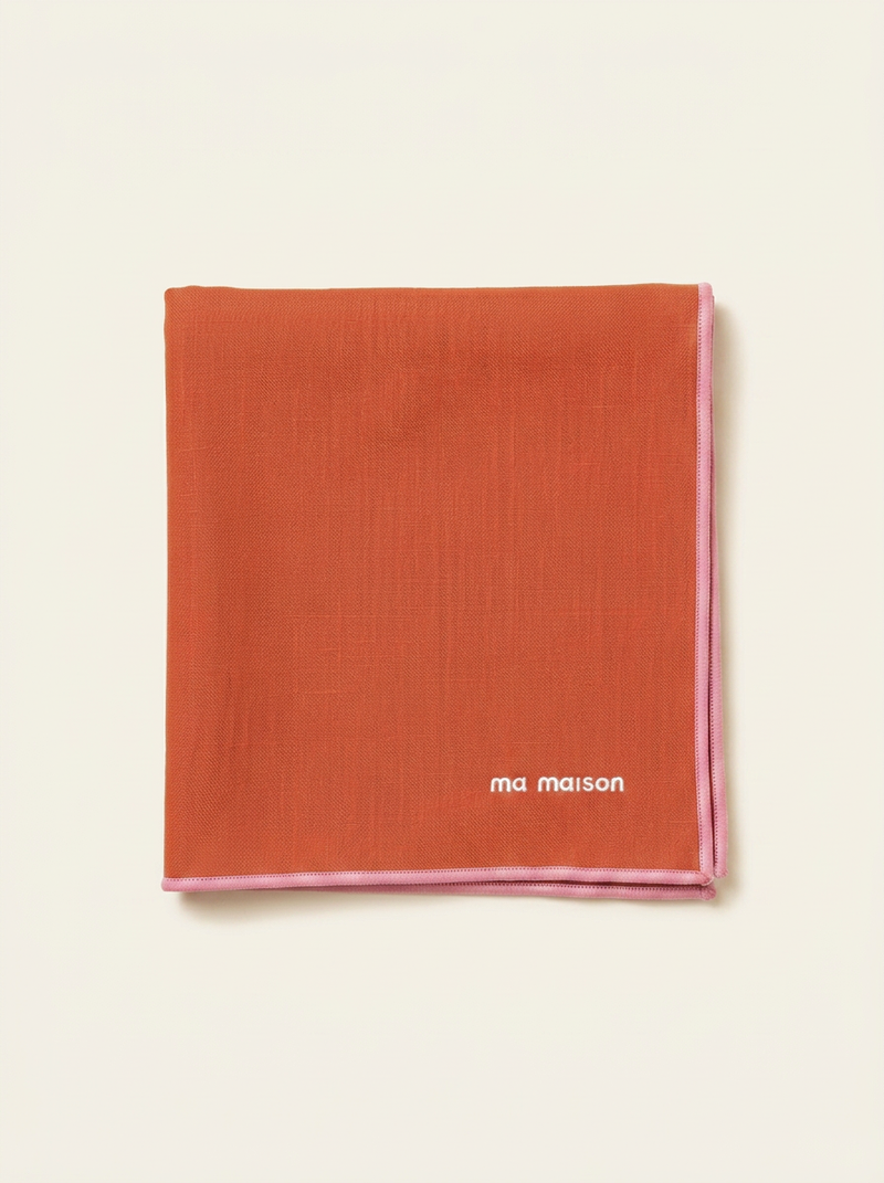 Orange Linen Placemat - Pink Finish