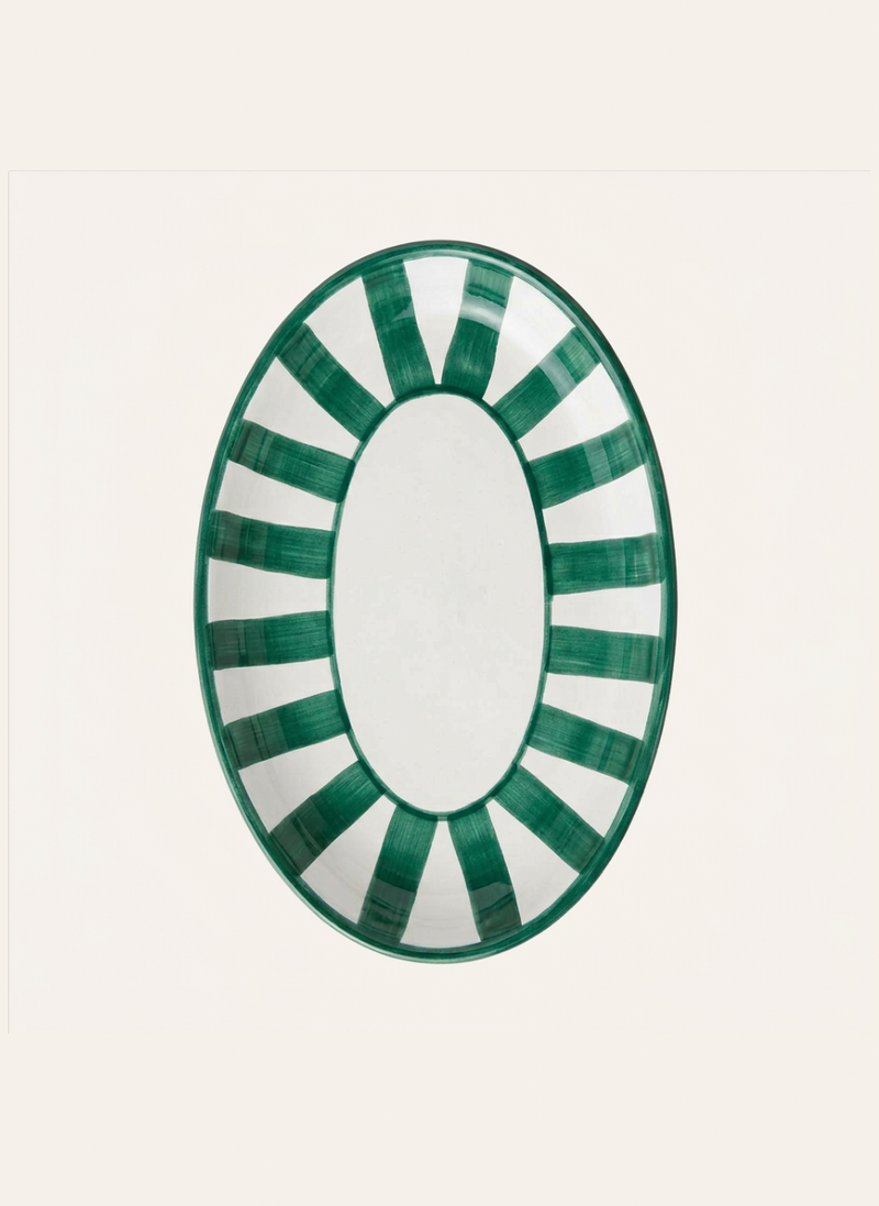 Stripes Oval Plate Green