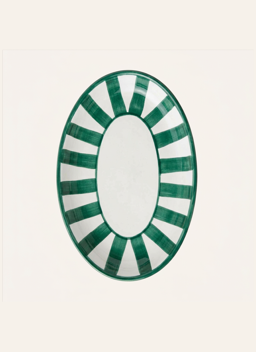Stripes Oval Plate Green