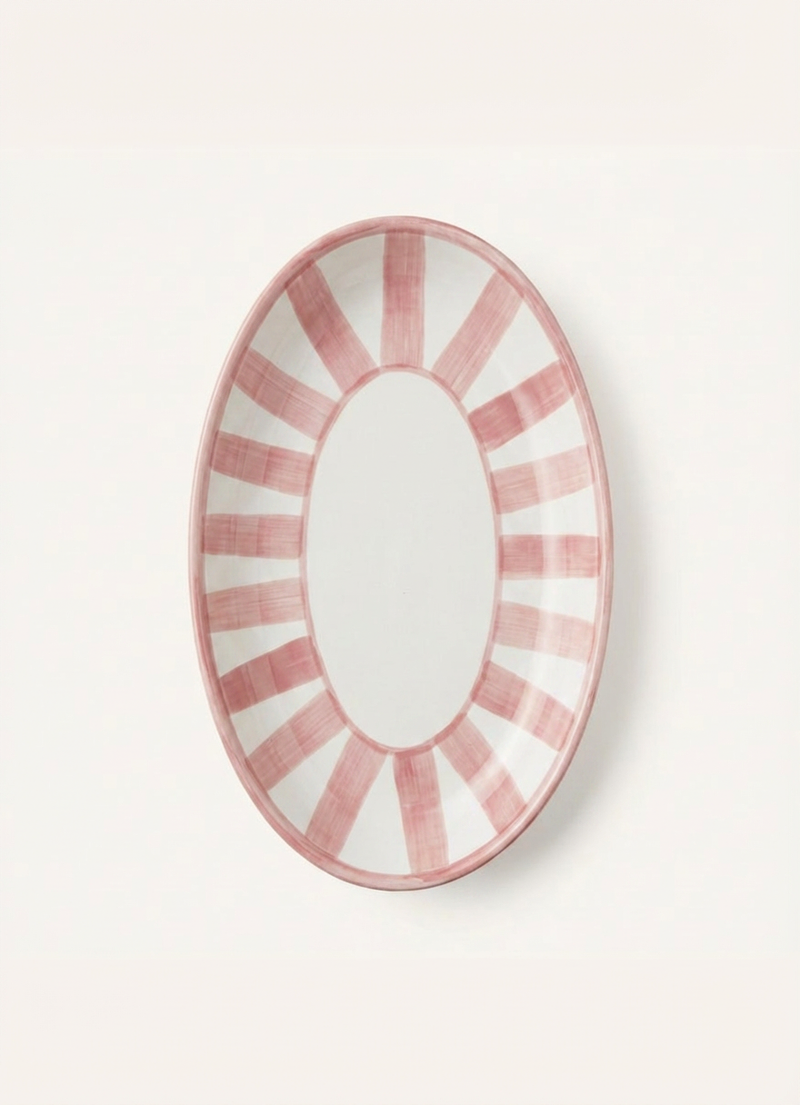 Stripes Oval Plate Pink