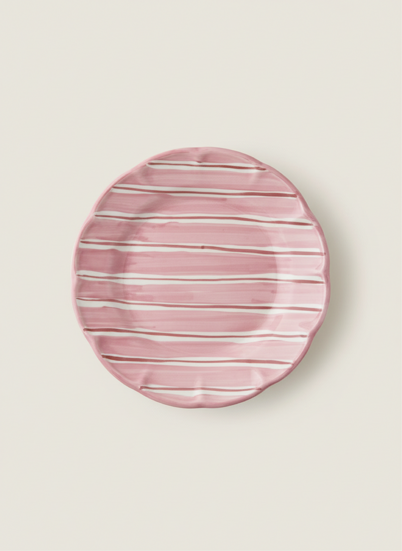 2 Color Stripes Plates - Pink & Burgundy
