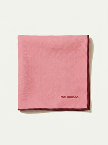 Pink Linen Placemat - Burgundy Finish