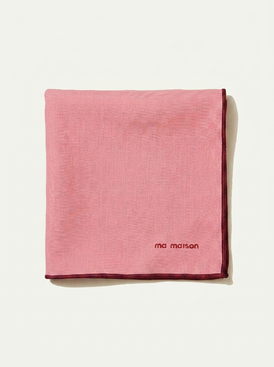 Pink Linen Placemat - Burgundy Finish
