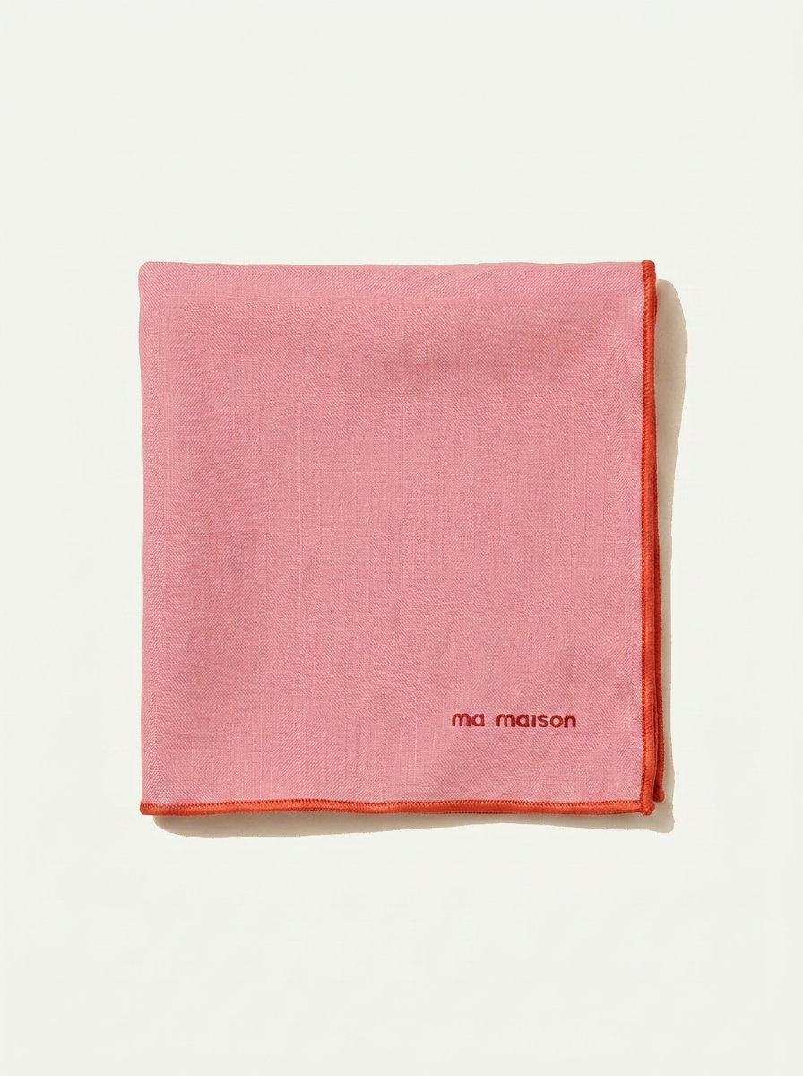 Pink Linen Placemat - Red Finish