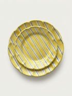 2 Color Stripes Plates - Yellow & Garden Green