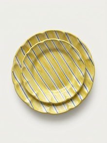 2 Color Stripes Plates - Yellow & Garden Green
